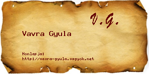 Vavra Gyula névjegykártya